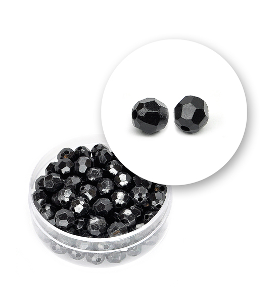 Perle nere tonde sfaccettate (12 grammi) - ø 6 mm