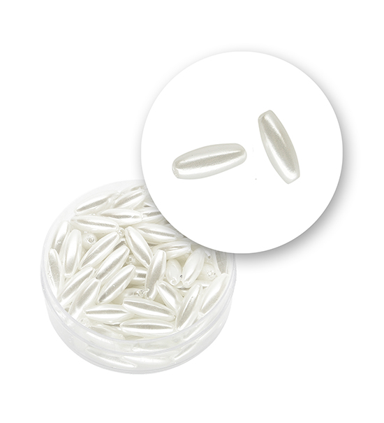 Perla "grano de arroz" (10,4 gramos) 4x12 mm - Blanco perlado