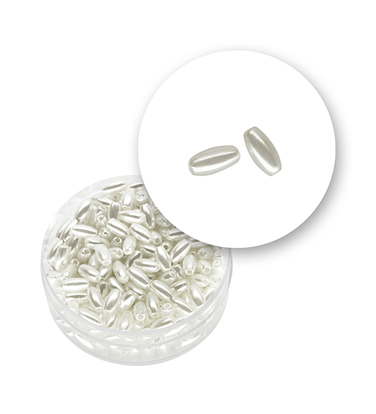 Perla "chicco di riso" (9 grammi) 3x6 mm - Bianco perlato - Clicca l'immagine per chiudere