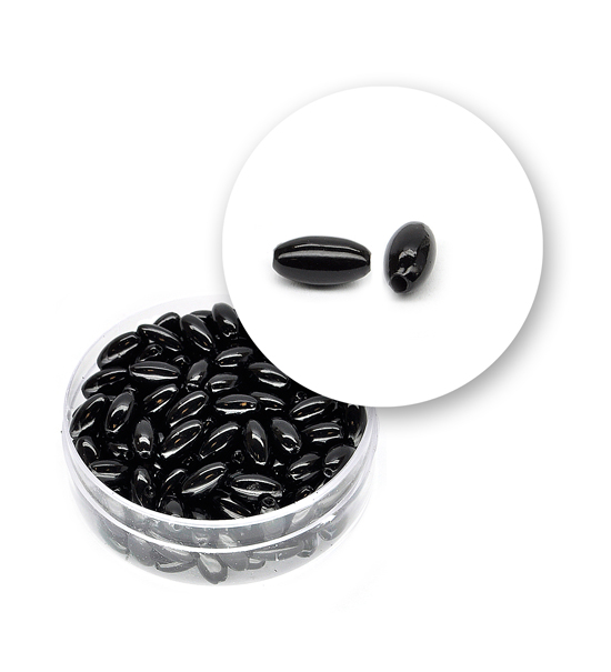 Perle nere chicco di riso (10 grammi) - ø 4x8 mm - Clicca l'immagine per chiudere