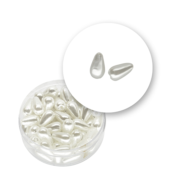Perla "gota" (11 gramos) de 6x10 mm - Blanco Perlado