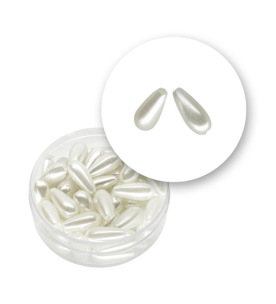 Perla "gota" (9,5 gramos) de 6x13 mm - Blanco Perlado