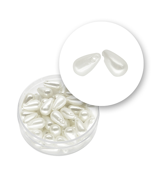 Perla "gota" (11 gramos) de 6x10 mm - Blanco Perlado