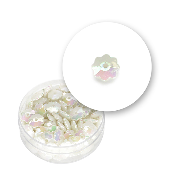 Perle "rosetta sfaccettata" (11 grammi) Ø 8 mm - Bianco - Clicca l'immagine per chiudere