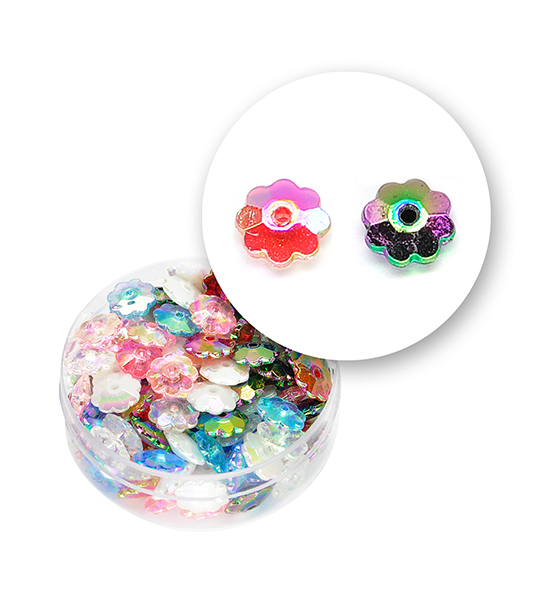 Perle "rosetta sfaccettata" (11 grammi) Ø 8 mm - Multicolor