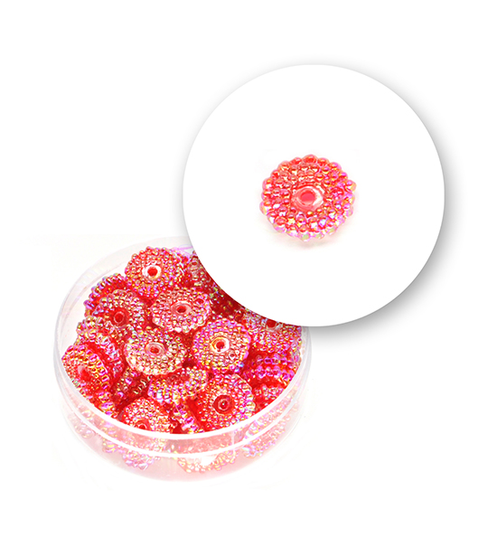 Perle "rosetta filigrana" (9 grammi) Ø 10 mm - Rosso - Clicca l'immagine per chiudere