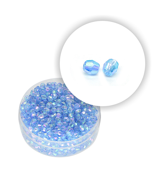 Perle sfaccettate plastica colore AB (9 g) Ø 3 mm - Cielo - Clicca l'immagine per chiudere