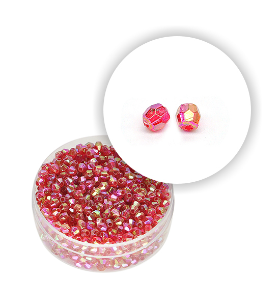 Perle sfaccettate plastica colore AB (9 g) Ø 3 mm - Rosso - Clicca l'immagine per chiudere