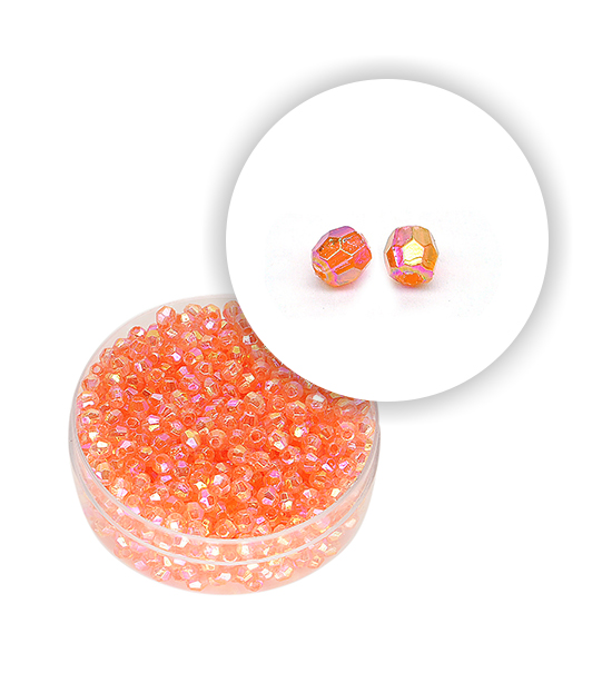 Perle sfaccettate plastica colore AB (9 g) Ø 3 mm - Arancio