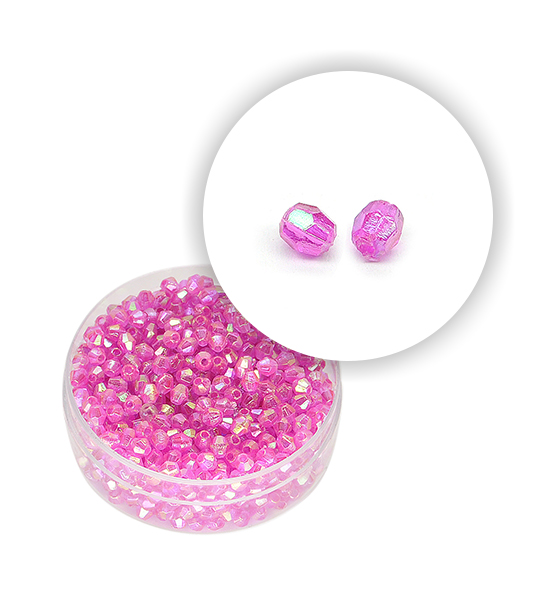 Perle sfaccettate plastica colore AB (9 g) Ø 3 mm - Fuxia - Clicca l'immagine per chiudere