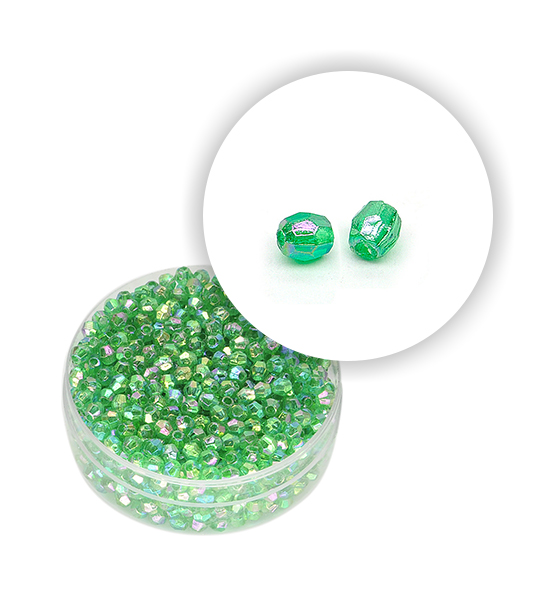 Perle sfaccettate plastica colore AB (9 g) Ø 3 mm - Verde