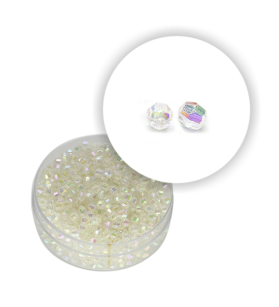 Perle sfaccettate plastica colore AB (9 g) Ø 3 mm - Trasparente - Clicca l'immagine per chiudere