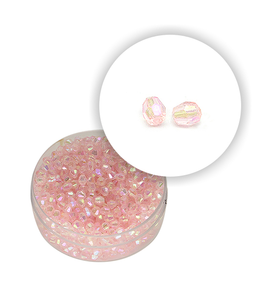 Perle sfaccettate plastica colore AB (9 g) Ø 3 mm - Rosa - Clicca l'immagine per chiudere