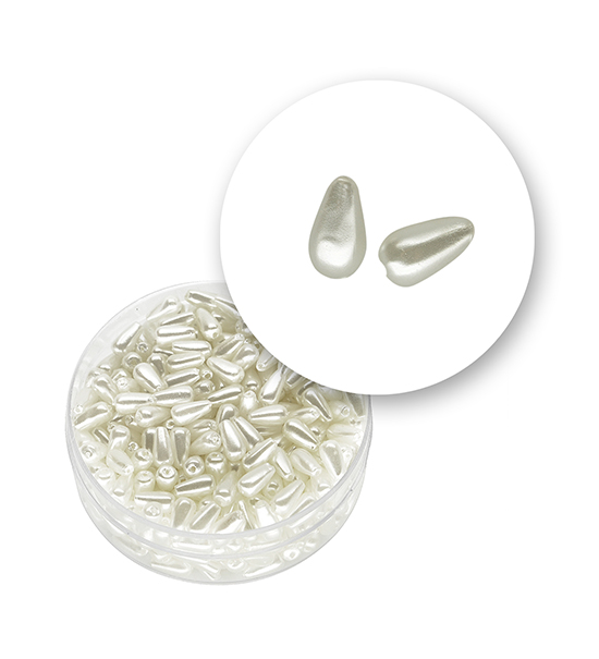 Perla goccia (9,4 grammi) 3x5 mm - Bianco perlato