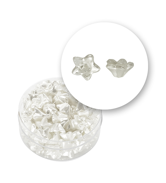 "flower" bead (8.5 grams) 10x5 mm - Pearl White