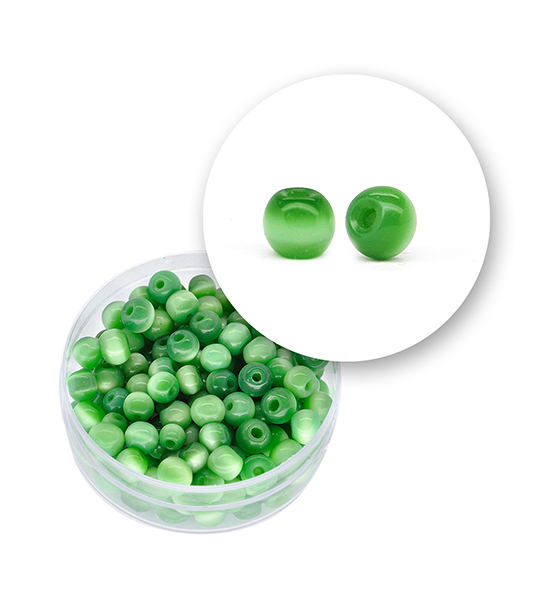 Perle vetro "occhi di gatto" (23 grammi) Ø 5 mm - Verde