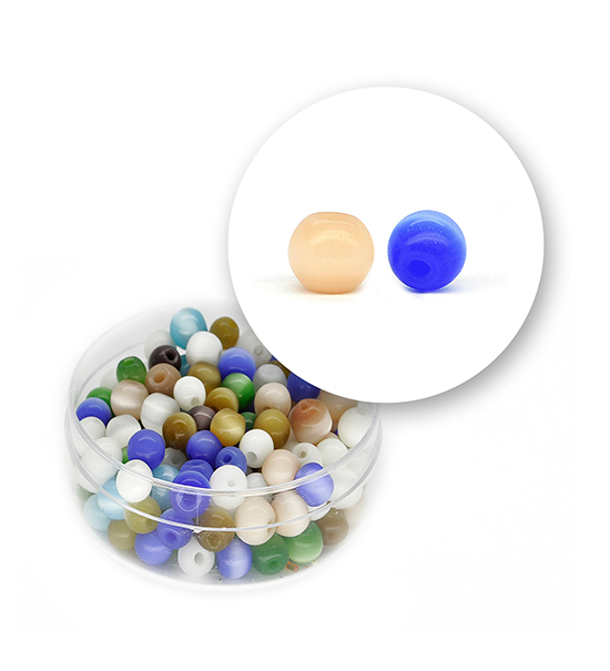 Perle vetro "occhi di gatto" (23 grammi) Ø 5 mm - Multicolor