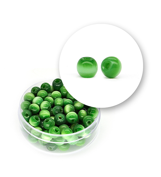 Perle vetro "occhi di gatto" (23 grammi) Ø 6 mm - Verde - Clicca l'immagine per chiudere