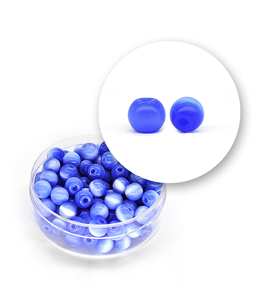 Perle vetro "occhi di gatto" (23 grammi) Ø 6 mm - Blu