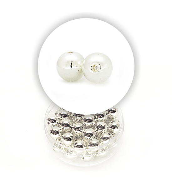Perle tonde metalizzate (1 scatolina) 8 mm - Argento