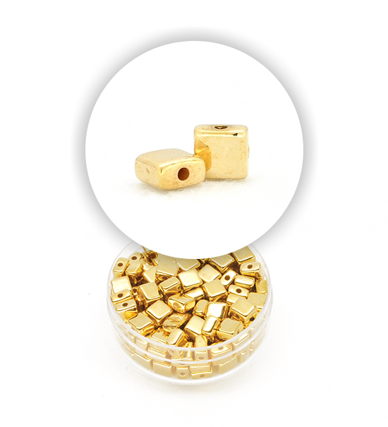 Perle "schiacciate quadrate" (1 scatolina) 5x5x3 mm - Oro