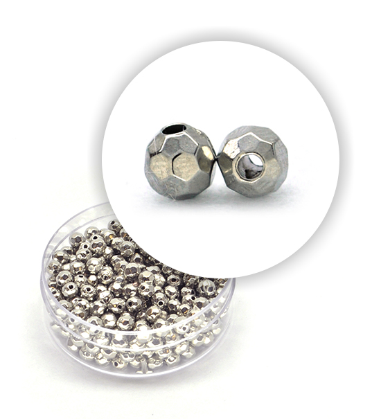 Perla metalizzate tonda sfaccettate (12 g) 4 mm - Acciaio