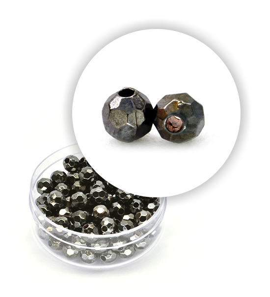 Perla metalizzate tonda sfaccettate (11 g) 6 mm - Piombo