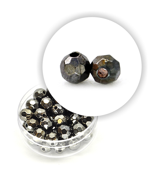 Perla metalizzate tonda sfaccettate (13,5 g) 8 mm - Piombo