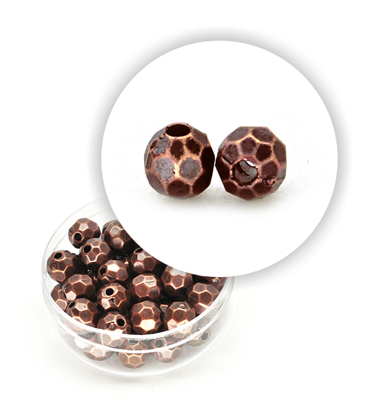 Perla metalizzate tonda sfaccettate (13,5 g) 8 mm - Rame
