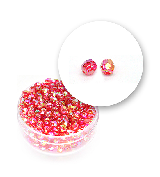 Perle sfaccettate plastica colore AB (9,6 g) Ø 4 mm - Rosso