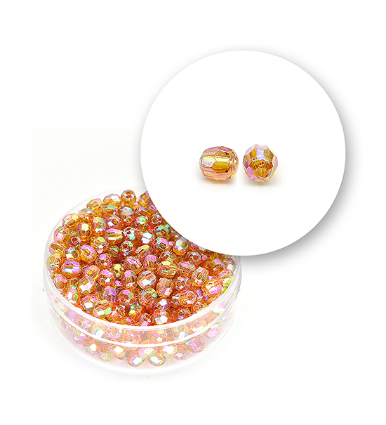 Perle sfaccettate plastica colore AB (9,6 g) Ø 4 mm - Arancio
