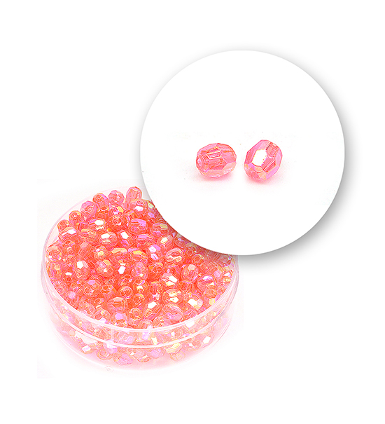 Perle sfaccettate plastica colore AB (9,6 g) Ø 4 mm - Salmone