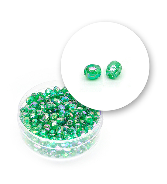 Perle sfaccettate plastica colore AB (9,6 g) Ø 4 mm - Verde