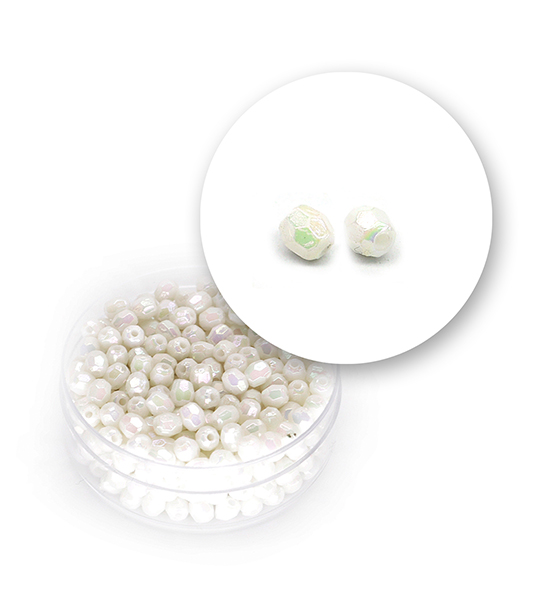 Perle sfaccettate plastica colore AB (9,6 g) Ø 4 mm - Bianco - Clicca l'immagine per chiudere