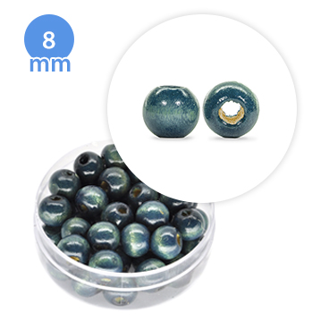 Perla tonda in legno colorata (6,3 grammi) 8 mm ø - Blu