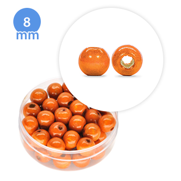 Perla tonda in legno colorata (6,3 grammi) 8 mm ø - Arancione - Clicca l'immagine per chiudere