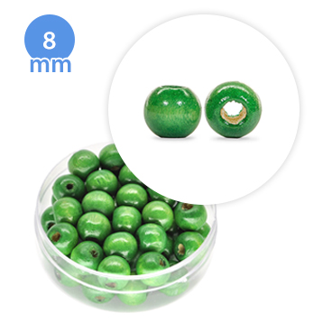 Perla tonda in legno colorata (6,3 grammi) 8 mm ø - Verde