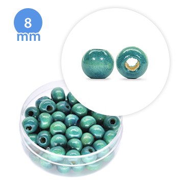Perla tonda in legno colorata (6,3 grammi) 8 mm ø - Turchese - Clicca l'immagine per chiudere