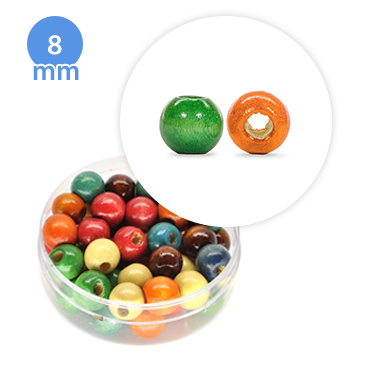 Perla tonda in legno colorata (6,3 grammi) 8 mm ø - Mixcolor - Clicca l'immagine per chiudere