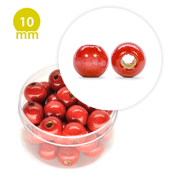 Perla tonda in legno colorata (9,8 grammi) 10 mm ø - Rosso - Clicca l'immagine per chiudere