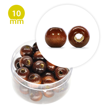Perla tonda in legno colorata (9,8 grammi) 10 mm ø - Marrone