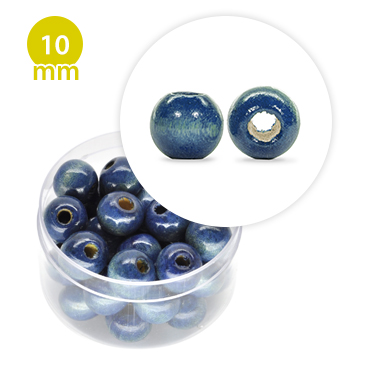 Perla tonda in legno colorata (9,8 grammi) 10 mm ø - Blu