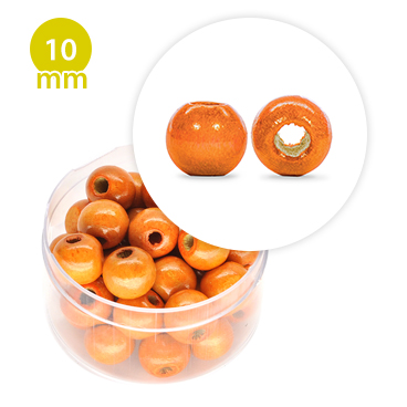 Perla tonda in legno colorata (9,8 grammi) 10 mm ø - Arancione - Clicca l'immagine per chiudere