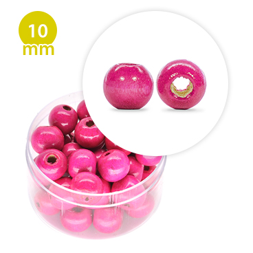 Perla tonda in legno colorata (9,8 grammi) 10 mm ø - Fuxia - Clicca l'immagine per chiudere