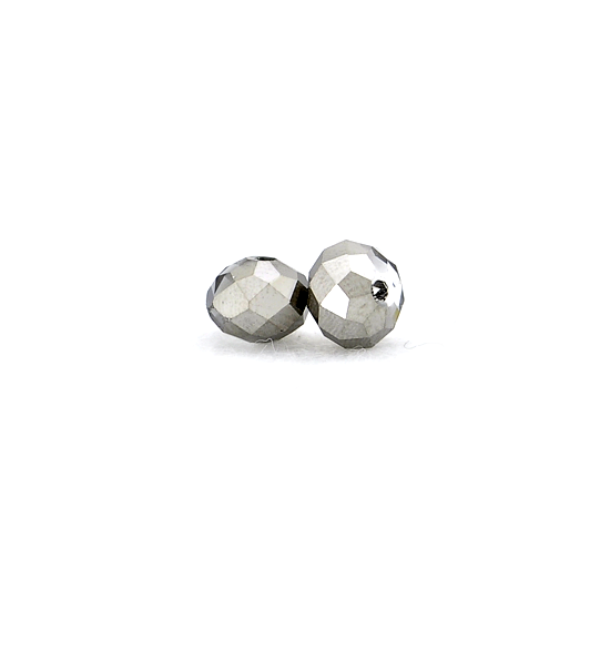 Faced ½ crystal bead - Semi metallic silver (1 thread)
