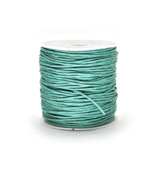 Cotton waxed twine (25 mts) 1 mm - Blue-green