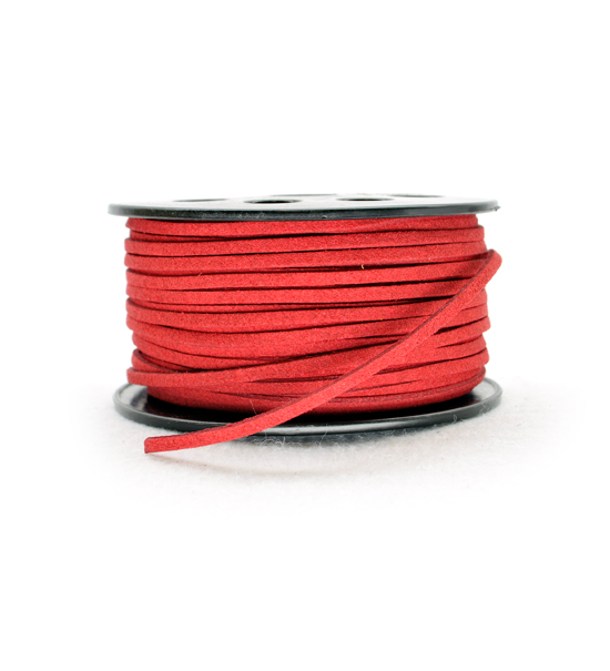 Cordino in scamosciato sintetico (5 metri) 3 mm - Rosso - Clicca l'immagine per chiudere