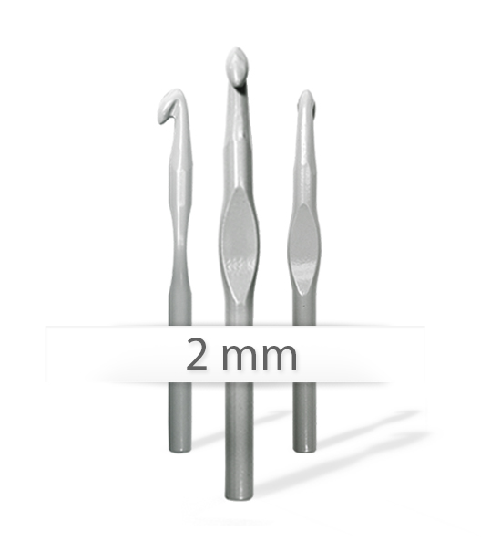 Agujas de ganchillo aluminio (1 pieza) - 2 mm