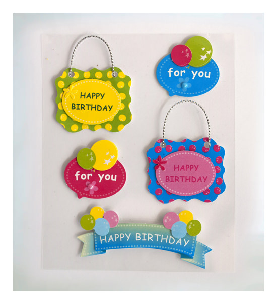 Set pz. 5 decorazioni adesive "Compleanno" - 528 - Clicca l'immagine per chiudere
