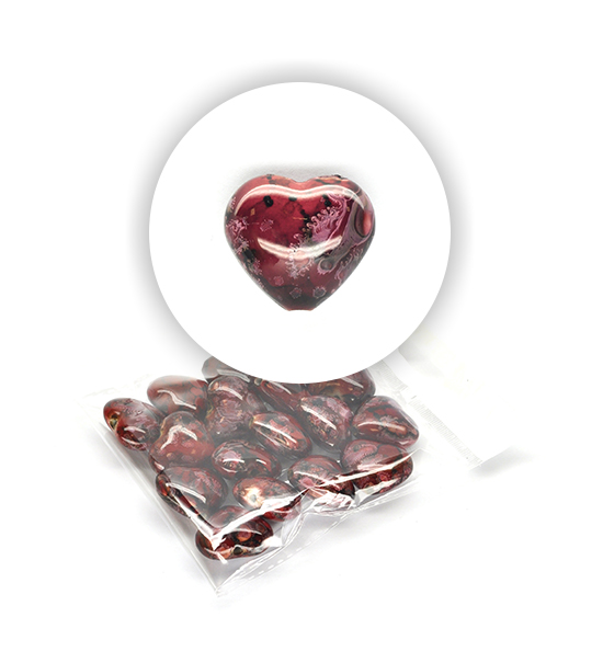 Perle cuore marmorizzate (50 g) 26x29 mm - Rosso - Clicca l'immagine per chiudere